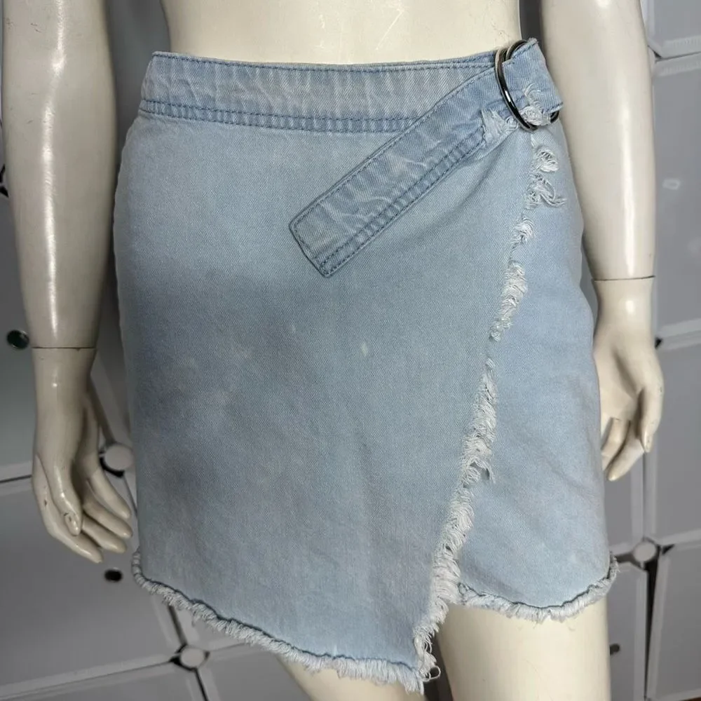 Tobi Belmont Shore LIght Wash Wrap Skirt Size 25